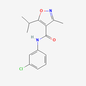 molecular formula C14H15ClN2O2 B7451348 N-(3-chlorophenyl)-3-methyl-5-propan-2-yl-1,2-oxazole-4-carboxamide 