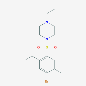 molecular formula C16H25BrN2O2S B7451566 1-(4-Bromo-5-methyl-2-propan-2-ylphenyl)sulfonyl-4-ethylpiperazine 