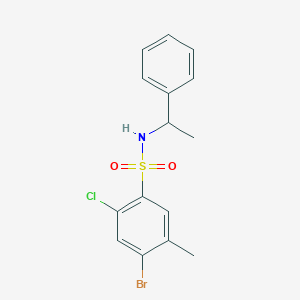 molecular formula C15H15BrClNO2S B7451567 4-bromo-2-chloro-5-methyl-N-(1-phenylethyl)benzenesulfonamide 