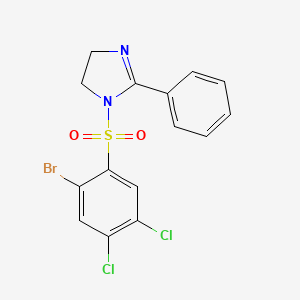 molecular formula C15H11BrCl2N2O2S B7451577 1-(2-Bromo-4,5-dichlorophenyl)sulfonyl-2-phenyl-4,5-dihydroimidazole 
