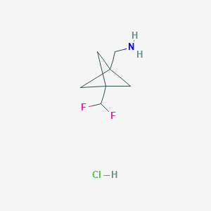 molecular formula C7H12ClF2N B7451596 1-[3-(Difluoromethyl)bicyclo[1.1.1]pentan-1-yl]methanamine hydrochloride 