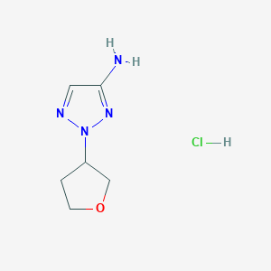molecular formula C6H11ClN4O B7451625 2-(Tetrahydrofuran-3-YL)-2H-1,2,3-triazol-4-amine hcl 