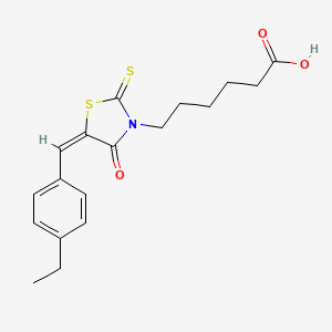 6-[(5E)-5-[(4-ethylphenyl)methylidene]-4-oxo-2-sulfanylidene-1,3-thiazolidin-3-yl]hexanoic acid