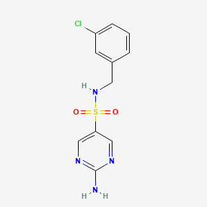 molecular formula C11H11ClN4O2S B7451893 2-amino-N-(3-chlorobenzyl)-5-pyrimidinesulfonamide 