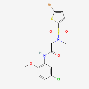 molecular formula C14H14BrClN2O4S2 B7451927 N~2~-[(5-bromothien-2-yl)sulfonyl]-N~1~-(5-chloro-2-methoxyphenyl)-N~2~-methylglycinamide 