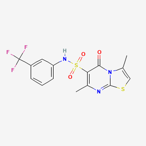 molecular formula C15H12F3N3O3S2 B7451932 5-keto-3,7-dimethyl-N-[3-(trifluoromethyl)phenyl]thiazolo[3,2-a]pyrimidine-6-sulfonamide 