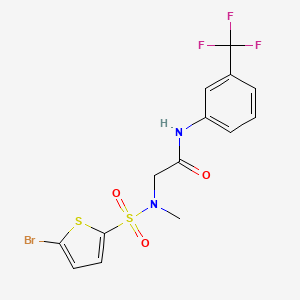 molecular formula C14H12BrF3N2O3S2 B7451943 N~2~-[(5-bromothien-2-yl)sulfonyl]-N~2~-methyl-N~1~-[3-(trifluoromethyl)phenyl]glycinamide 