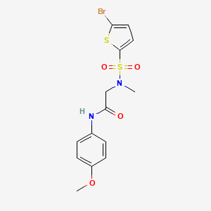 molecular formula C14H15BrN2O4S2 B7451950 N~2~-[(5-bromothien-2-yl)sulfonyl]-N~1~-(4-methoxyphenyl)-N~2~-methylglycinamide 