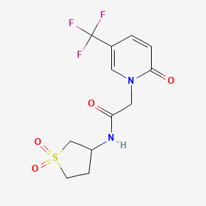 molecular formula C12H13F3N2O4S B7451995 N-(1,1-dioxothiolan-3-yl)-2-[2-oxo-5-(trifluoromethyl)pyridin-1-yl]acetamide 