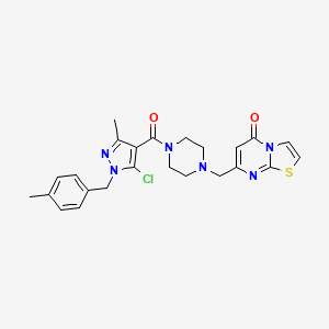 7-[[4-[5-Chloro-3-methyl-1-[(4-methylphenyl)methyl]pyrazole-4-carbonyl]piperazin-1-yl]methyl]-[1,3]thiazolo[3,2-a]pyrimidin-5-one