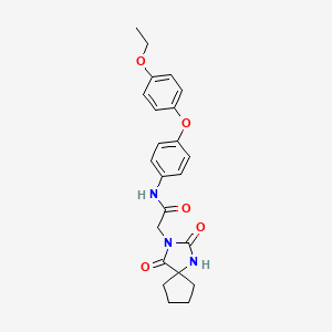 molecular formula C23H25N3O5 B7452121 2-(2,4-dioxo-1,3-diazaspiro[4.4]nonan-3-yl)-N-[4-(4-ethoxyphenoxy)phenyl]acetamide 