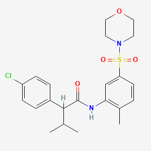 molecular formula C22H27ClN2O4S B7452147 2-(4-chlorophenyl)-3-methyl-N-(2-methyl-5-morpholin-4-ylsulfonylphenyl)butanamide 