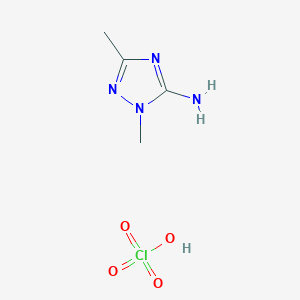 molecular formula C4H9ClN4O4 B7452158 2,5-Dimethyl-1,2,4-triazol-3-amine;perchloric acid 