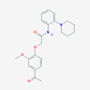 molecular formula C22H26N2O4 B7452180 2-(4-acetyl-2-methoxyphenoxy)-N-(2-piperidin-1-ylphenyl)acetamide 