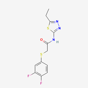 molecular formula C12H11F2N3OS2 B7452235 2-(3,4-difluorophenyl)sulfanyl-N-(5-ethyl-1,3,4-thiadiazol-2-yl)acetamide 