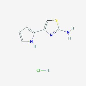molecular formula C7H8ClN3S B7452263 4-(1H-pyrrol-2-yl)-1,3-thiazol-2-amine;hydrochloride 