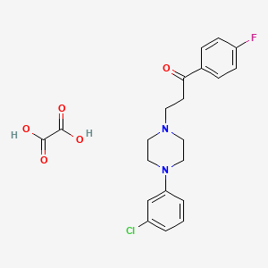 molecular formula C21H22ClFN2O5 B7452274 3-[4-(3-Chlorophenyl)piperazin-1-yl]-1-(4-fluorophenyl)propan-1-one;oxalic acid 
