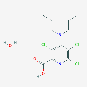molecular formula C12H17Cl3N2O3 B7452289 3,5,6-Trichloro-4-(dipropylamino)pyridine-2-carboxylic acid;hydrate 