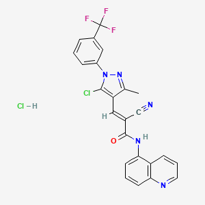 molecular formula C24H16Cl2F3N5O B7452295 (E)-3-[5-chloro-3-methyl-1-[3-(trifluoromethyl)phenyl]pyrazol-4-yl]-2-cyano-N-quinolin-5-ylprop-2-enamide;hydrochloride 