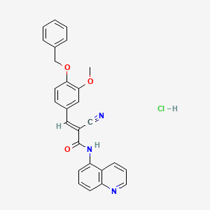 (E)-2-cyano-3-(3-methoxy-4-phenylmethoxyphenyl)-N-quinolin-5-ylprop-2-enamide;hydrochloride