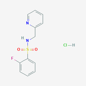 molecular formula C12H12ClFN2O2S B7452332 2-fluoro-N-(pyridin-2-ylmethyl)benzenesulfonamide;hydrochloride 