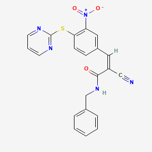 (Z)-N-benzyl-2-cyano-3-(3-nitro-4-pyrimidin-2-ylsulfanylphenyl)prop-2-enamide