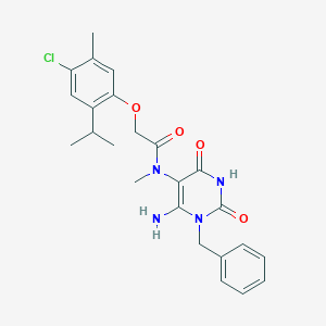 molecular formula C24H27ClN4O4 B7452426 N-(6-amino-1-benzyl-2,4-dioxopyrimidin-5-yl)-2-(4-chloro-5-methyl-2-propan-2-ylphenoxy)-N-methylacetamide 