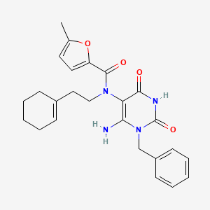 N-(6-amino-1-benzyl-2,4-dioxopyrimidin-5-yl)-N-[2-(cyclohexen-1-yl)ethyl]-5-methylfuran-2-carboxamide