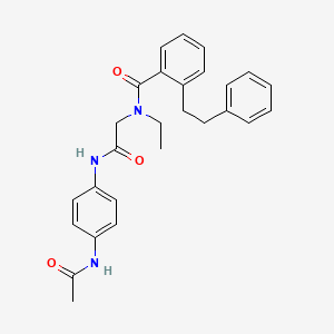 molecular formula C27H29N3O3 B7452437 N-[2-(4-acetamidoanilino)-2-oxoethyl]-N-ethyl-2-(2-phenylethyl)benzamide 