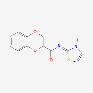 N-(3-methyl-1,3-thiazol-2-ylidene)-2,3-dihydro-1,4-benzodioxine-3-carboxamide