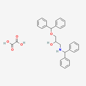 molecular formula C31H31NO6 B7452480 1-(Benzhydrylamino)-3-benzhydryloxypropan-2-ol;oxalic acid 