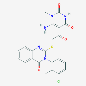molecular formula C22H18ClN5O4S B7452481 6-Amino-5-[2-[3-(3-chloro-2-methylphenyl)-4-oxoquinazolin-2-yl]sulfanylacetyl]-1-methylpyrimidine-2,4-dione 