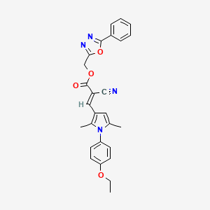 molecular formula C27H24N4O4 B7452508 (5-phenyl-1,3,4-oxadiazol-2-yl)methyl (E)-2-cyano-3-[1-(4-ethoxyphenyl)-2,5-dimethylpyrrol-3-yl]prop-2-enoate 