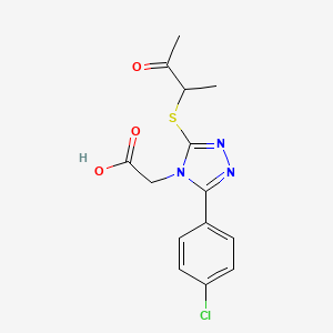 molecular formula C14H14ClN3O3S B7452557 2-[3-(4-Chlorophenyl)-5-(3-oxobutan-2-ylsulfanyl)-1,2,4-triazol-4-yl]acetic acid 