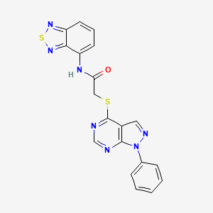 molecular formula C19H13N7OS2 B7452573 N-(2,1,3-benzothiadiazol-4-yl)-2-(1-phenylpyrazolo[3,4-d]pyrimidin-4-yl)sulfanylacetamide 