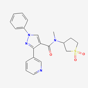molecular formula C20H20N4O3S B7452628 N-(1,1-dioxothiolan-3-yl)-N-methyl-1-phenyl-3-pyridin-3-ylpyrazole-4-carboxamide 