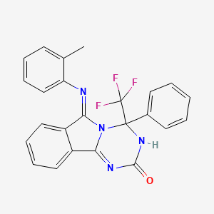 molecular formula C24H17F3N4O B7452655 6-(2-methylphenyl)imino-4-phenyl-4-(trifluoromethyl)-3H-[1,3,5]triazino[2,1-a]isoindol-2-one 