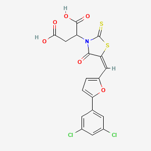 2-[(5E)-5-{[5-(3,5-dichlorophenyl)furan-2-yl]methylidene}-4-oxo-2-thioxo-1,3-thiazolidin-3-yl]butanedioic acid