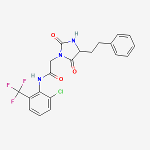 molecular formula C20H17ClF3N3O3 B7452700 N-[2-chloro-6-(trifluoromethyl)phenyl]-2-[2,5-dioxo-4-(2-phenylethyl)imidazolidin-1-yl]acetamide 