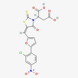 2-[(5E)-5-[[5-(2-chloro-4-nitrophenyl)furan-2-yl]methylidene]-4-oxo-2-sulfanylidene-1,3-thiazolidin-3-yl]butanedioic acid