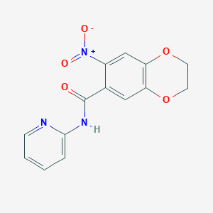 molecular formula C14H11N3O5 B7452710 6-nitro-N-pyridin-2-yl-2,3-dihydro-1,4-benzodioxine-7-carboxamide 