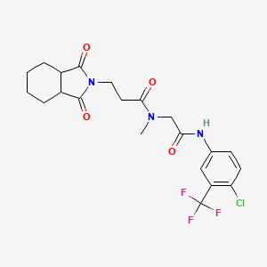molecular formula C21H23ClF3N3O4 B7452717 N-[2-[4-chloro-3-(trifluoromethyl)anilino]-2-oxoethyl]-3-(1,3-dioxo-3a,4,5,6,7,7a-hexahydroisoindol-2-yl)-N-methylpropanamide 