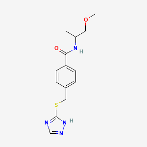 molecular formula C14H18N4O2S B7452723 N-(1-methoxypropan-2-yl)-4-(1H-1,2,4-triazol-5-ylsulfanylmethyl)benzamide 