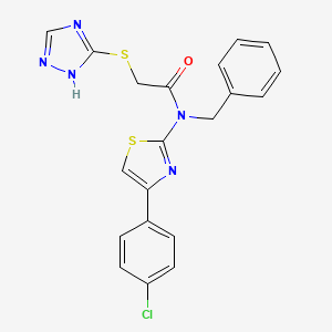 molecular formula C20H16ClN5OS2 B7452734 N-benzyl-N-[4-(4-chlorophenyl)-1,3-thiazol-2-yl]-2-(1H-1,2,4-triazol-5-ylsulfanyl)acetamide 