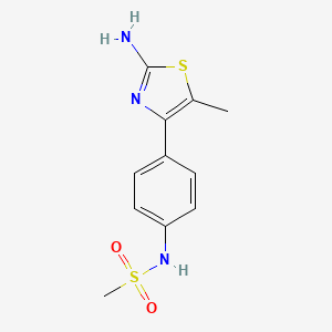 molecular formula C11H13N3O2S2 B7452748 N-[4-(2-amino-5-methyl-1,3-thiazol-4-yl)phenyl]methanesulfonamide 
