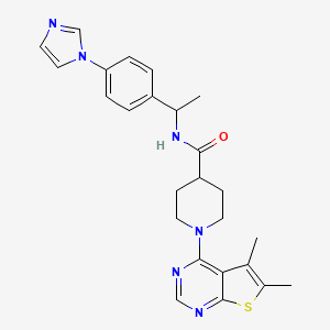 molecular formula C25H28N6OS B7452764 1-(5,6-dimethylthieno[2,3-d]pyrimidin-4-yl)-N-[1-(4-imidazol-1-ylphenyl)ethyl]piperidine-4-carboxamide 