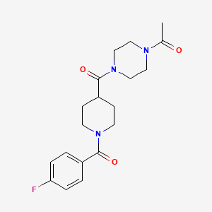molecular formula C19H24FN3O3 B7452769 1-[4-[1-(4-Fluorobenzoyl)piperidine-4-carbonyl]piperazin-1-yl]ethanone 