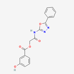 molecular formula C17H13N3O5 B7452777 [2-Oxo-2-[(5-phenyl-1,3,4-oxadiazol-2-yl)amino]ethyl] 3-hydroxybenzoate 