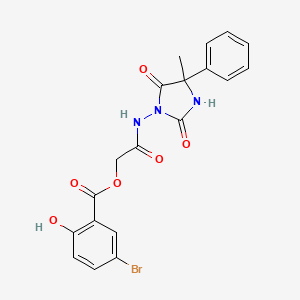 molecular formula C19H16BrN3O6 B7452788 [2-[(4-Methyl-2,5-dioxo-4-phenylimidazolidin-1-yl)amino]-2-oxoethyl] 5-bromo-2-hydroxybenzoate 