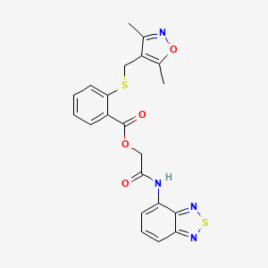 molecular formula C21H18N4O4S2 B7452797 [2-(2,1,3-Benzothiadiazol-4-ylamino)-2-oxoethyl] 2-[(3,5-dimethyl-1,2-oxazol-4-yl)methylsulfanyl]benzoate 